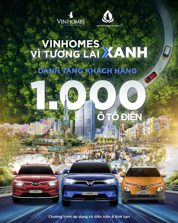 Vinhomes tặng 1000 ô tô điện VinFast cho khách hàng