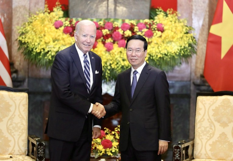 Chủ tịch nước V&otilde; Văn Thưởng tiếp Tổng thống Mỹ Joe Biden. ̣Ảnh: Tiền Phong