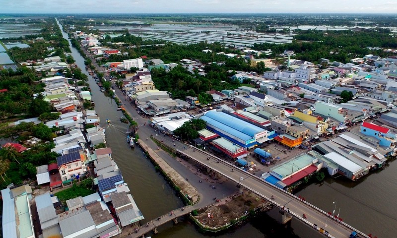 Một g&oacute;c thị trấn Vĩnh Thuận, huyện Vĩnh Thuận, Ki&ecirc;n Giang. Nguồn: B&aacute;o X&acirc;y dựng.