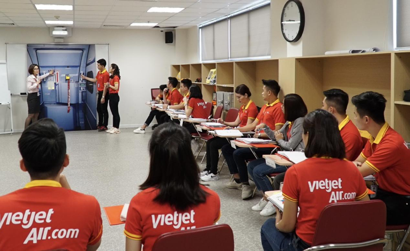 Một lớp học tại Học viện H&agrave;ng kh&ocirc;ng Vietjet