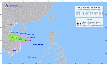 Áp thấp nhiệt đới tiến sát bờ biển Quảng Ngãi