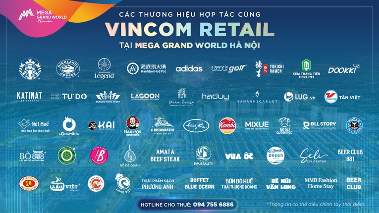 C&aacute;c thương hiệu đầu ti&ecirc;n sẽ c&oacute; mặt tại Mega Grand World H&agrave; Nội.