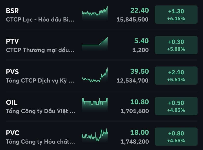 Cổ phiếu dầu kh&iacute; đi ngược thị trường.