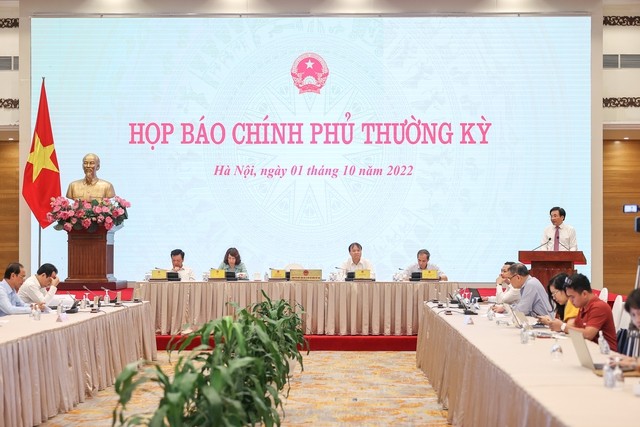 Họp b&aacute;o Ch&iacute;nh phủ thường kỳ. Nguồn: VGP.