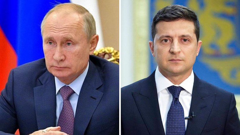 Tổng thống Nga Vladimir Putin v&agrave; người đồng cấp Ukraine Volodymyr Zelensky. Ảnh: India Today