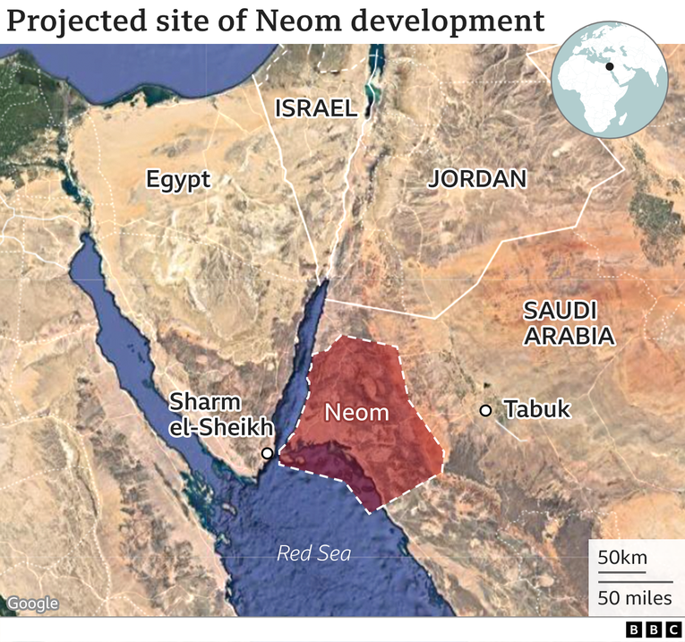Bản đồ khu vực đ&ocirc; thị Neom.