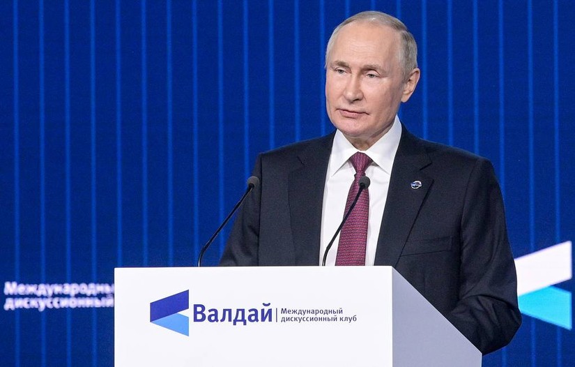 Tổng thống Nga Vladimir Putin ph&aacute;t biểu tại C&acirc;u lạc bộ Thảo luận Valdai ở Moscow, ng&agrave;y 27/10. Ảnh: TASS