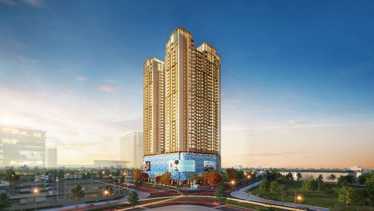 Phối cảnh tổ hợp căn hộ cao cấp The Diamond Residence, tọa lạc tại ng&atilde; tư L&ecirc; Văn Lương v&agrave; Ho&agrave;ng Đạo Th&uacute;y, H&agrave; Nội.