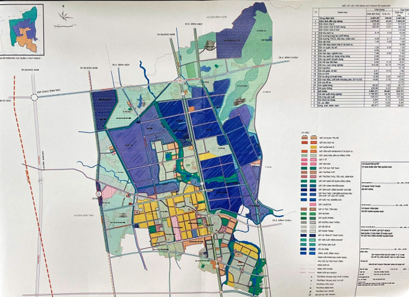 Bản đồ quy hoạch khu đ&ocirc; thị, c&ocirc;ng nghiệp, dịch vụ Tịnh Phong. Ảnh: Quangngai.gov