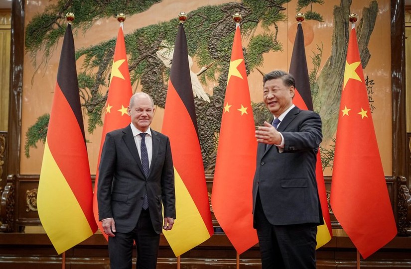 Thủ tướng Đức Olaf Scholz v&agrave; Chủ tịch Trung Quốc Tập Cận B&igrave;nh, ng&agrave;y 4/11. Ảnh: Reuters