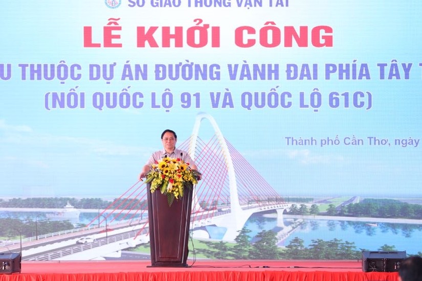 Thủ tướng Phạm Minh Ch&iacute;nh dự khởi c&ocirc;ng dự &aacute;n tạo động lực ph&aacute;t triển mới cho Cần Thơ. Ảnh: VGP