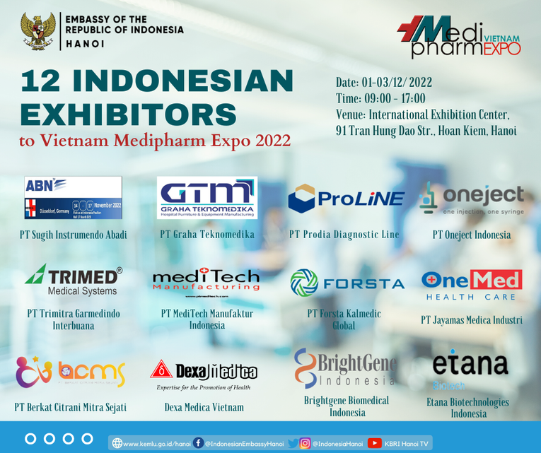 12 doanh nghiệp Indonesia tham gia Vietnam Medipharm Expo lần thứ 28.