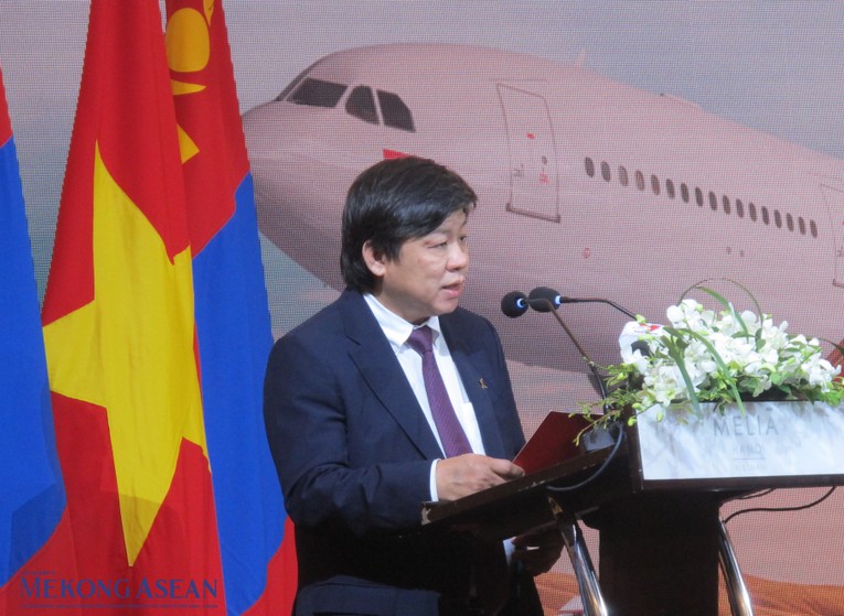 &Ocirc;ng Nguyễn Thanh H&ugrave;ng, Ph&oacute; chủ tịch Vietjet ph&aacute;t biểu tại diễn đ&agrave;n. Ảnh: Anh Thư