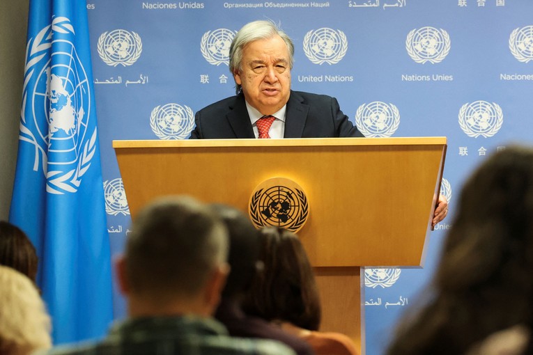 Tổng Thư k&yacute; Li&ecirc;n Hợp Quốc Antonio Guterres ph&aacute;t biểu tại Trụ sở Li&ecirc;n Hợp Quốc, ng&agrave;y 6/11. Ảnh: Reuters