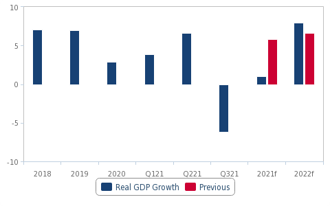 Fitch Solutions h&ocirc;m 29/9 hạ dự b&aacute;o tăng trưởng GDP Việt Nam năm 2021 từ 5,8% xuống 1% (Nguồn: Fitch Solutions)