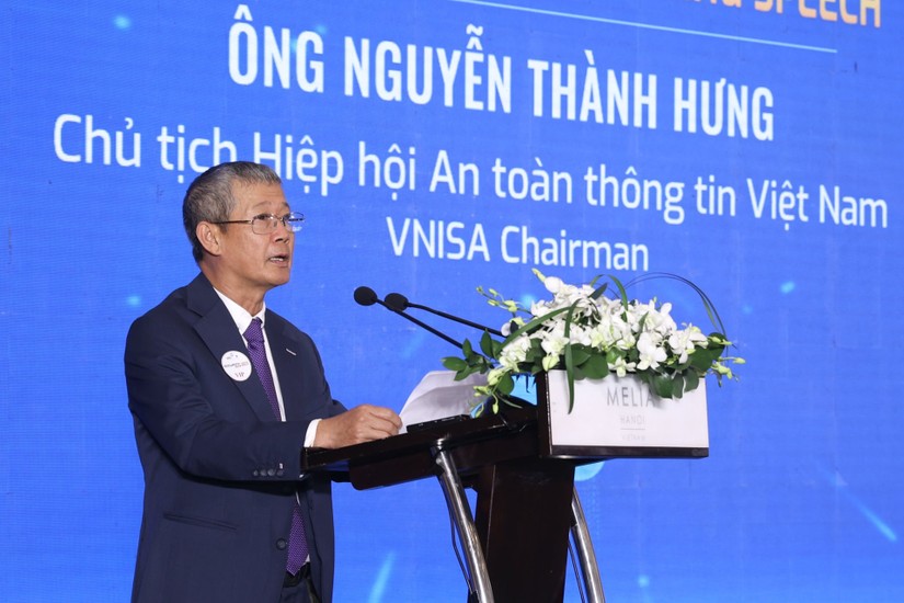 &Ocirc;ng Nguyễn Th&agrave;nh Hưng, Chủ tịch Hiệp hội phần mềm v&agrave; dịch vụ c&ocirc;ng nghệ th&ocirc;ng tin Việt Nam ph&aacute;t biểu tại sự kiện.