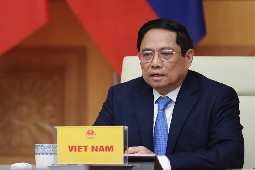 Thủ tướng Ch&iacute;nh phủ Phạm Minh Ch&iacute;nh tham dự v&agrave; c&oacute; b&agrave;i ph&aacute;t biểu tại Hội nghị Cấp cao hợp t&aacute;c Mekong - Lan Thương. Ảnh: VGP